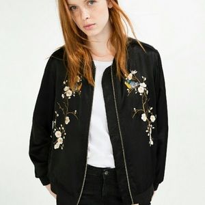 Zara Embroidered Bomber Jacket Size XS
